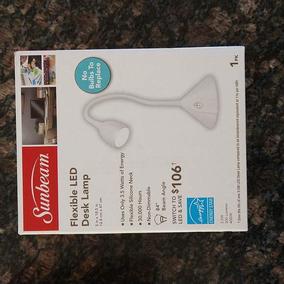 White Flexible LED Desk Lamp Sunbeam ONE New in Box - Picture 2 of 5